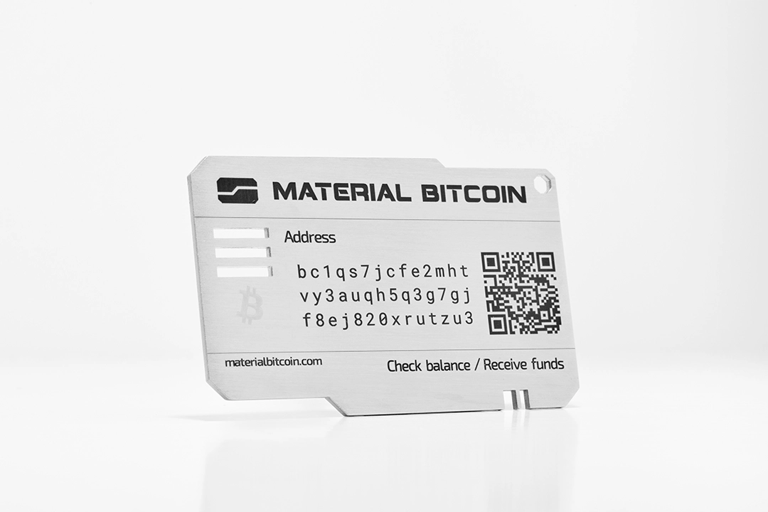 Placa Material bitcoin estándar vista en 3D