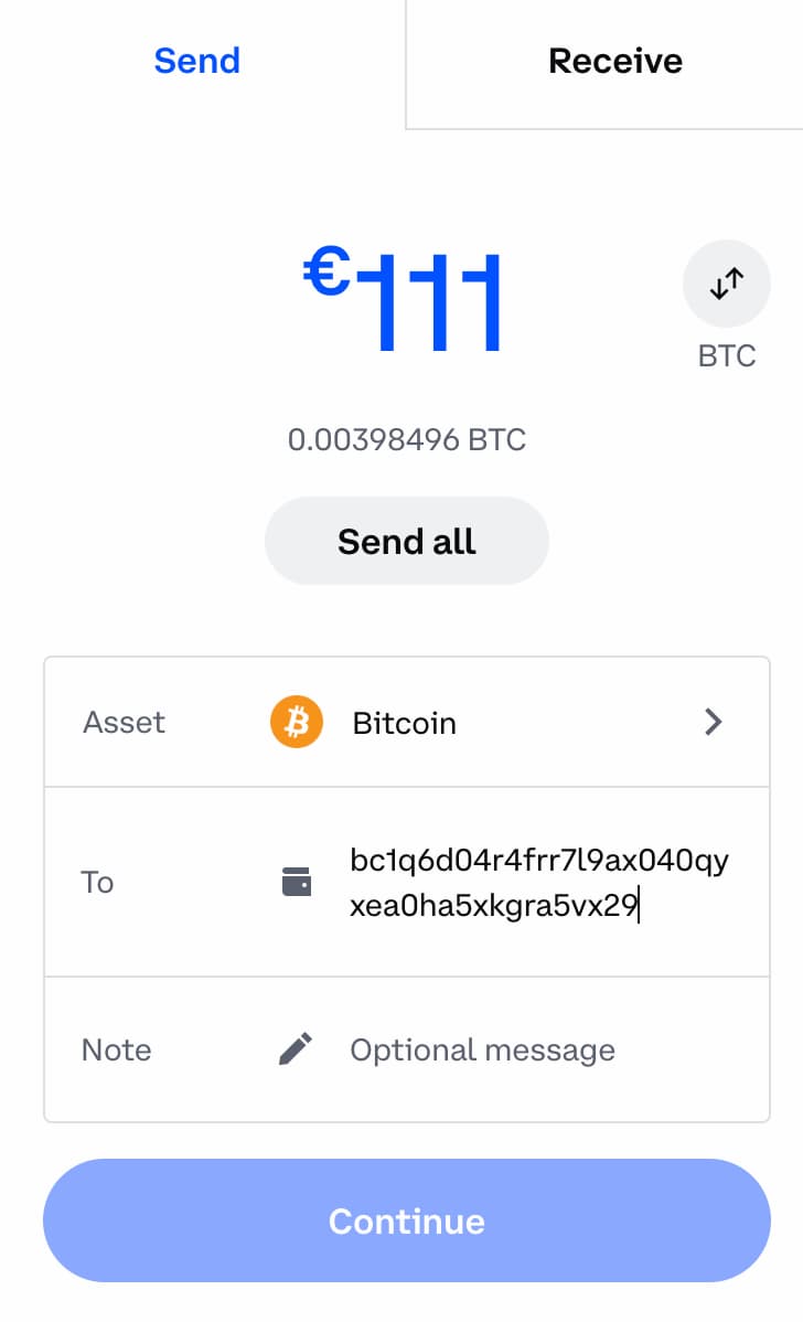 send bitcoin coinbase
