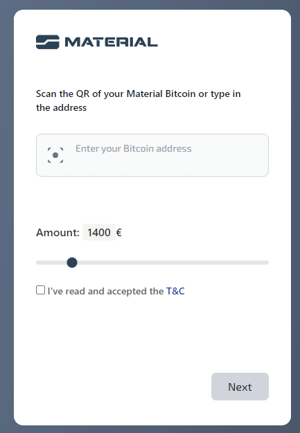 Buy Bitcoin in Material Bitcoin web