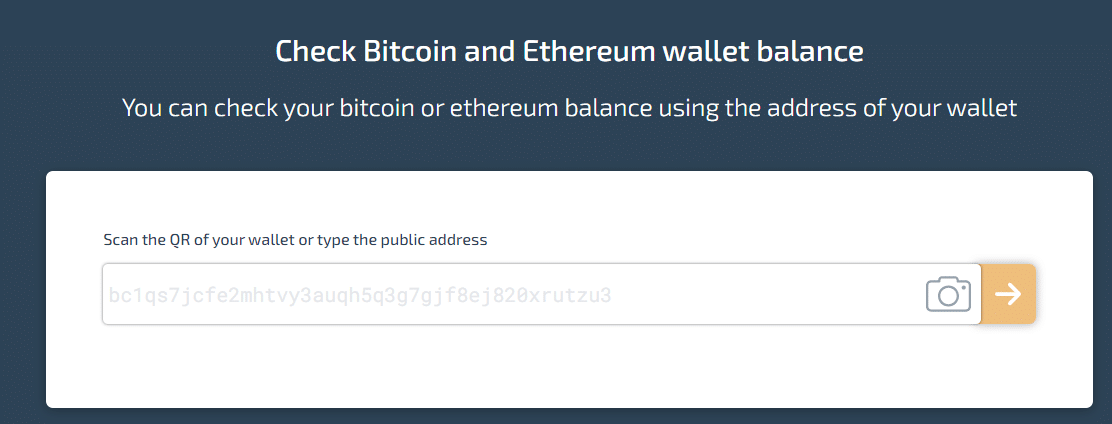 Scan the QR of the wallet to check balance