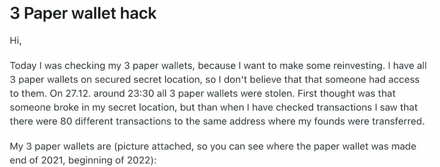 paper wallet hack