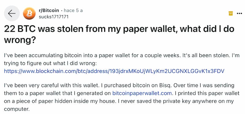 paper wallet issue
