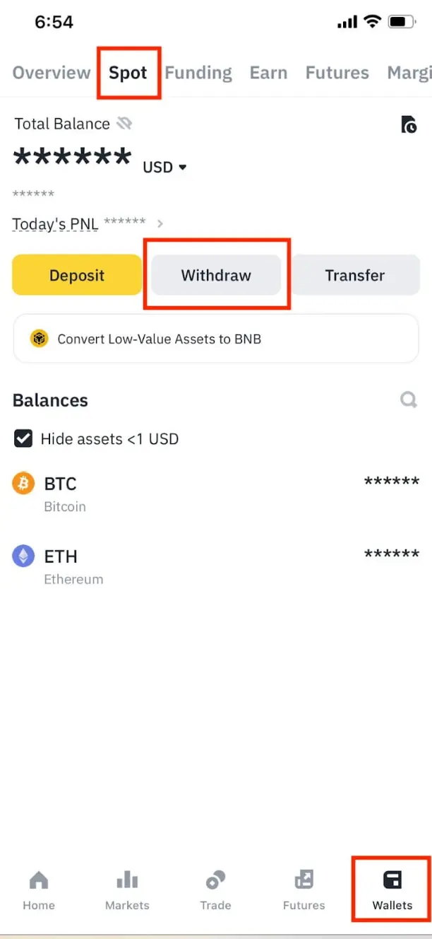 transfer from Binance