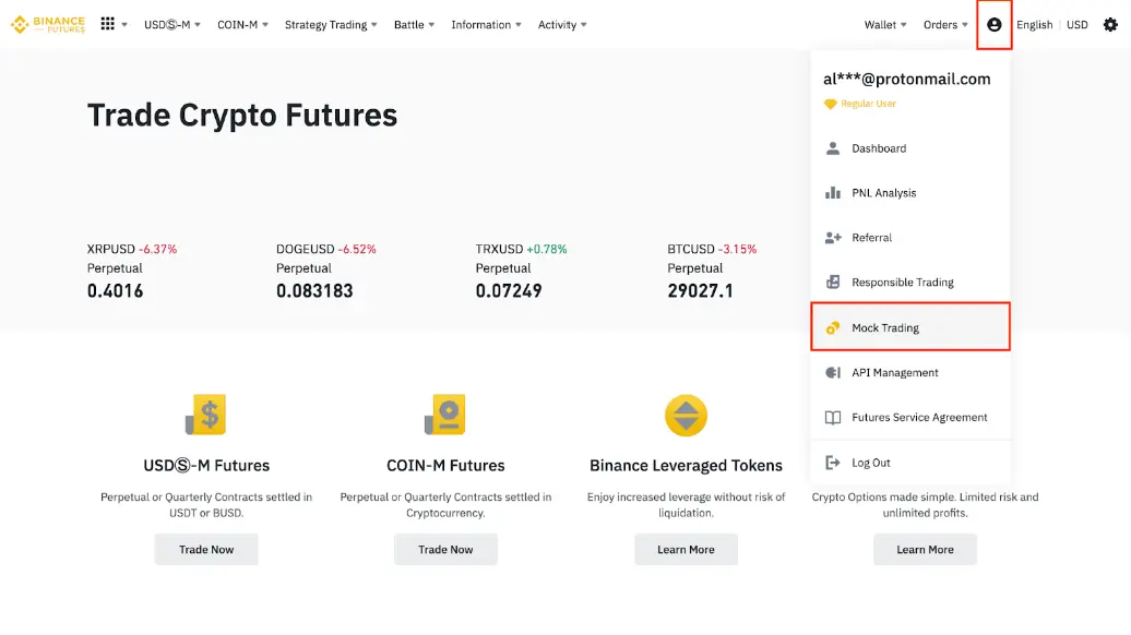 Binance paper trading