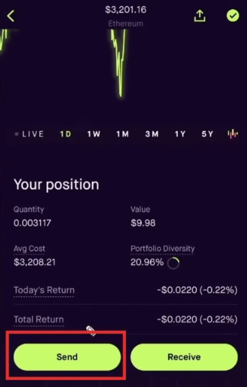 Send crypto on Robinhood