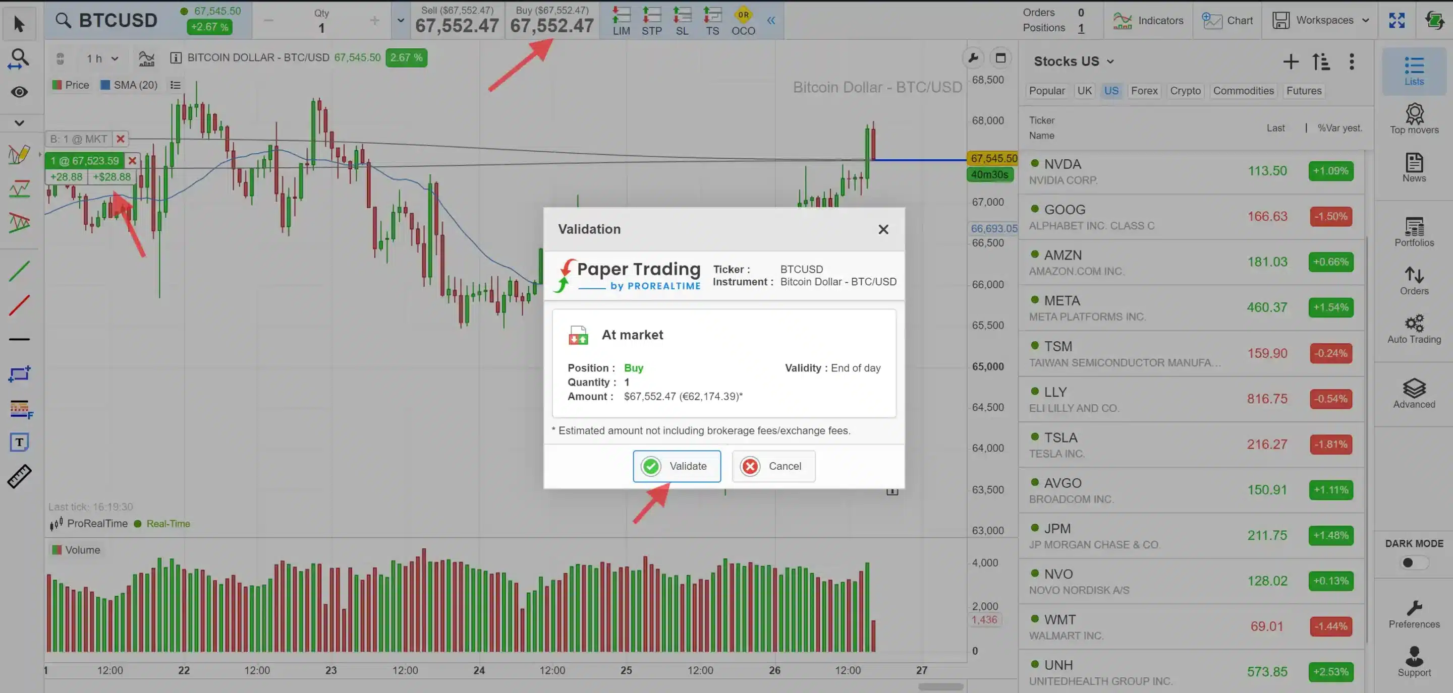 ProRealTime Buy Bitcoin