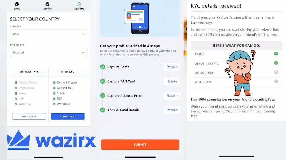 Example of doing KYC verification on WazirX