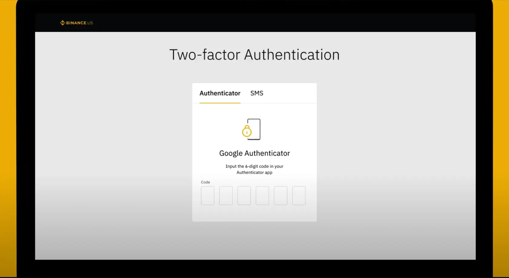 2FA set-up on Binance