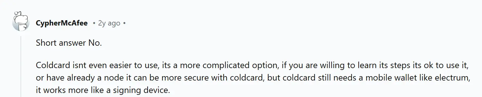 Coldcard user review